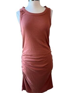 MICHAEL STARS Sleeveless Rust Tank Dress Size XL Ribbed Ruched
